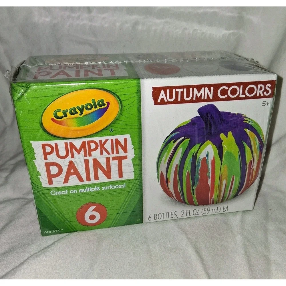 Crayola Pumpkin Paints Multi-Use Acrylic Paints Autumn Colors 6-2 oz Bottles NEW